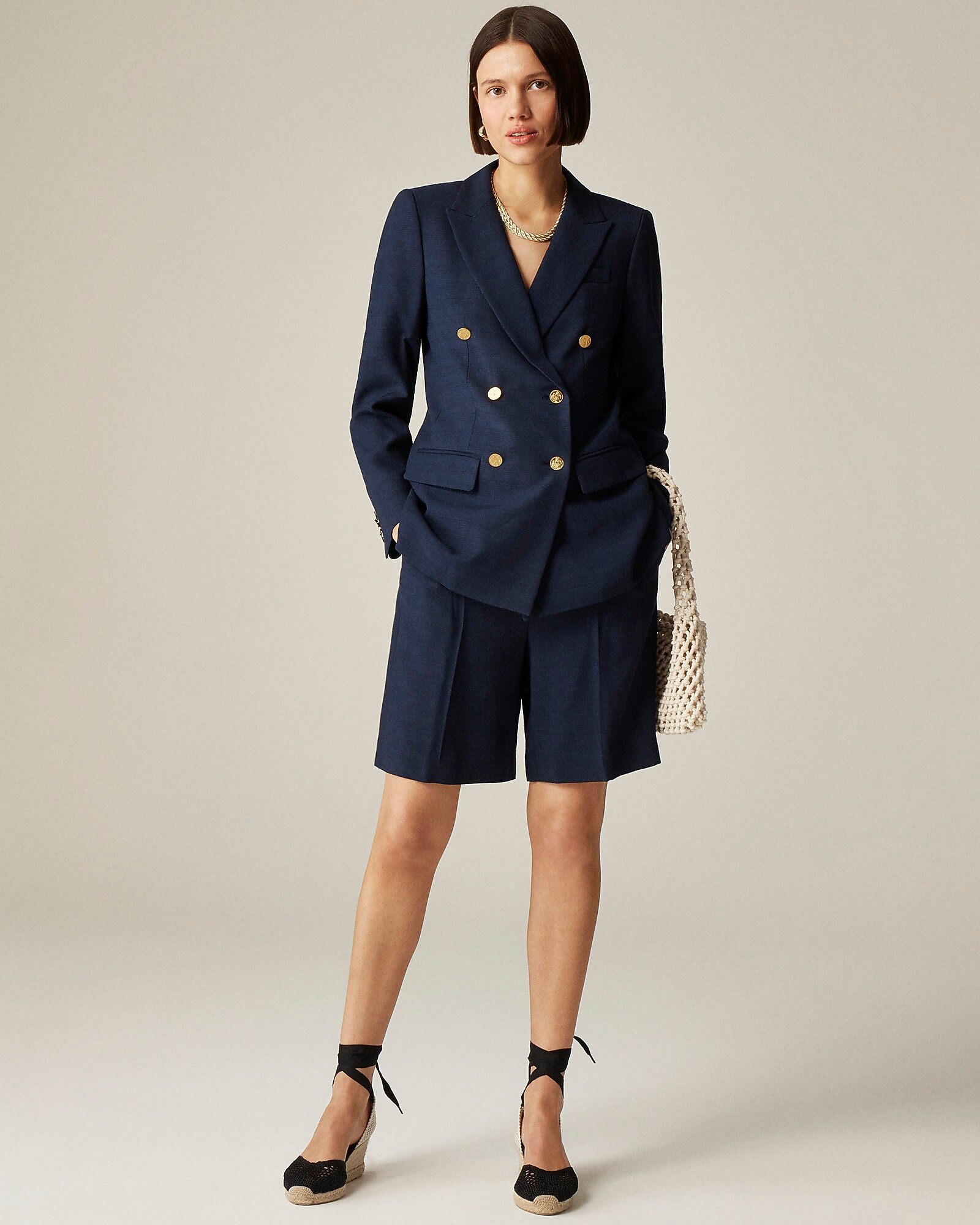 Double-breasted blazer in luster canvas | J. Crew US