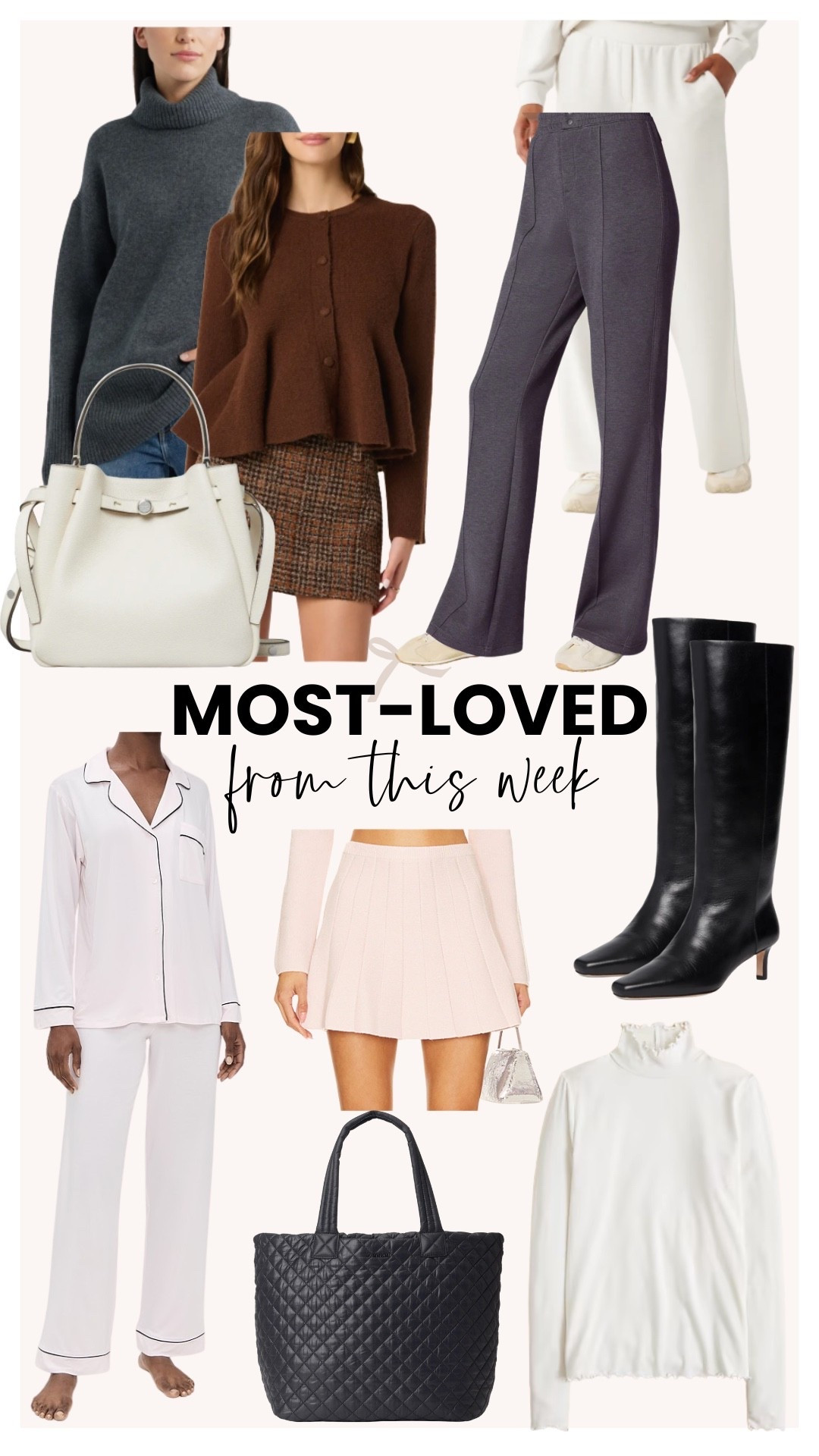 Most-loved items from this week! I’ll never stop talking about how much I love spanx leggings and it seems like you all do too! I am also loving the tall black boots, matching pajama set, and Tory Burch purse. 

#LTKGiftGuide #LTKSeasonal #LTKHoliday