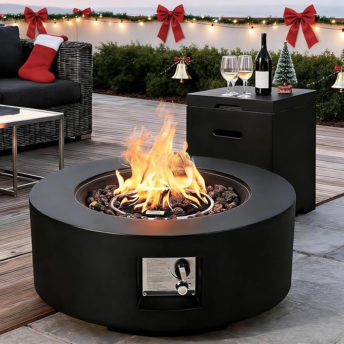 ECOTOUGE 2-Piece Gas Fire Pit, Outdoor Propane Fire Pit Table Set w/Tank Cover, 30''Auto-Ignition... | Amazon (US)