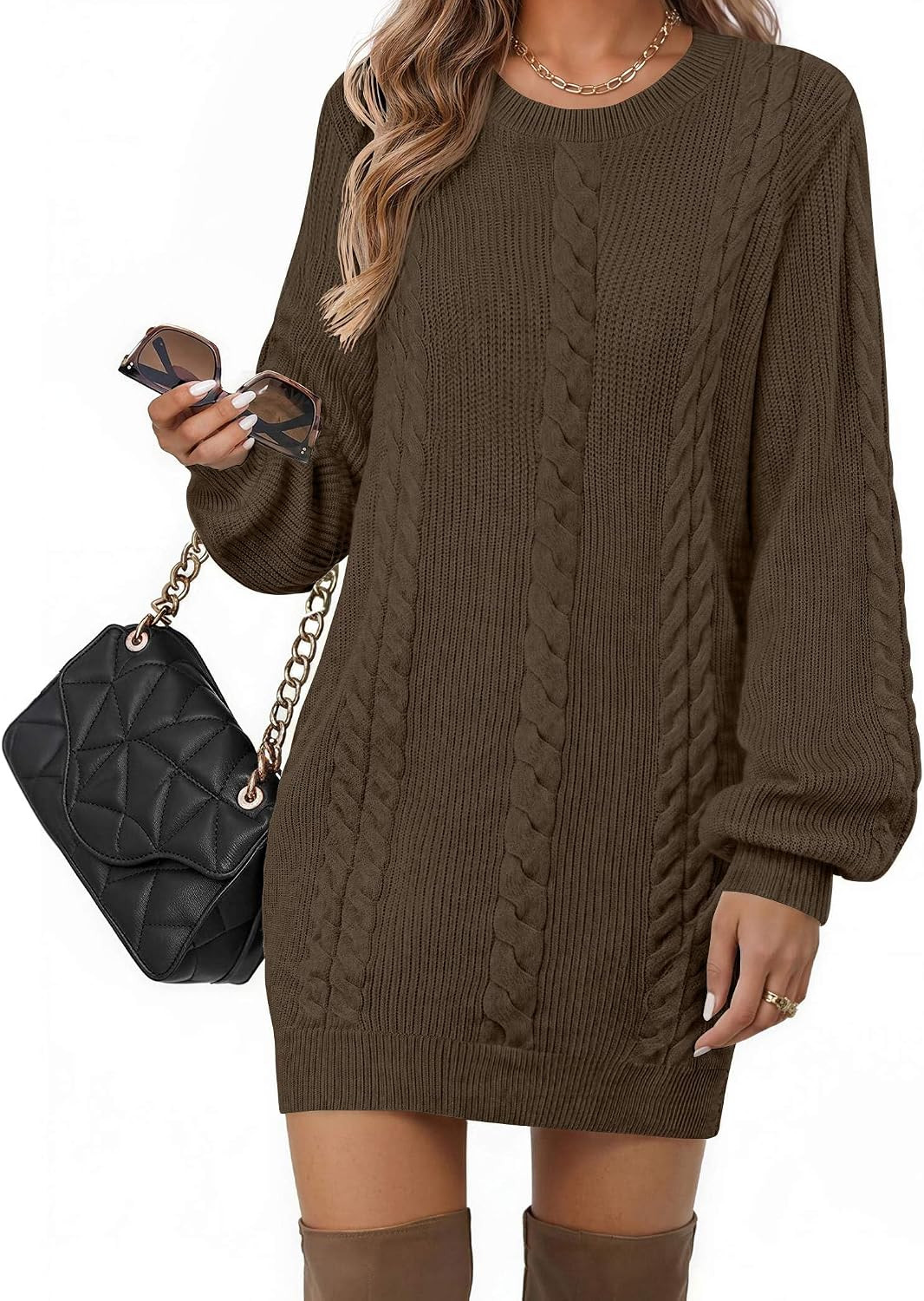 Zeagoo Sweater Dresses for Women 2026 Fall Winter Long Sleeve Bodycon Dress | Amazon (US)