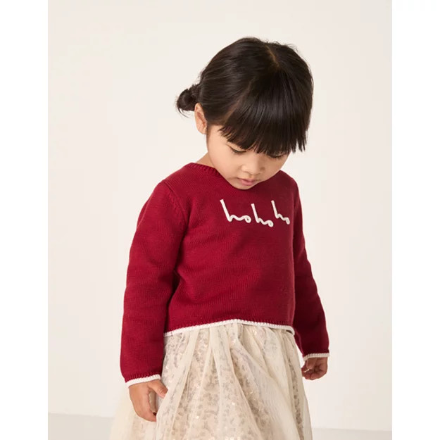 Organic Cotton Blend Ho Ho Ho Jumper (0–2yrs) | The White Company UK & ROW