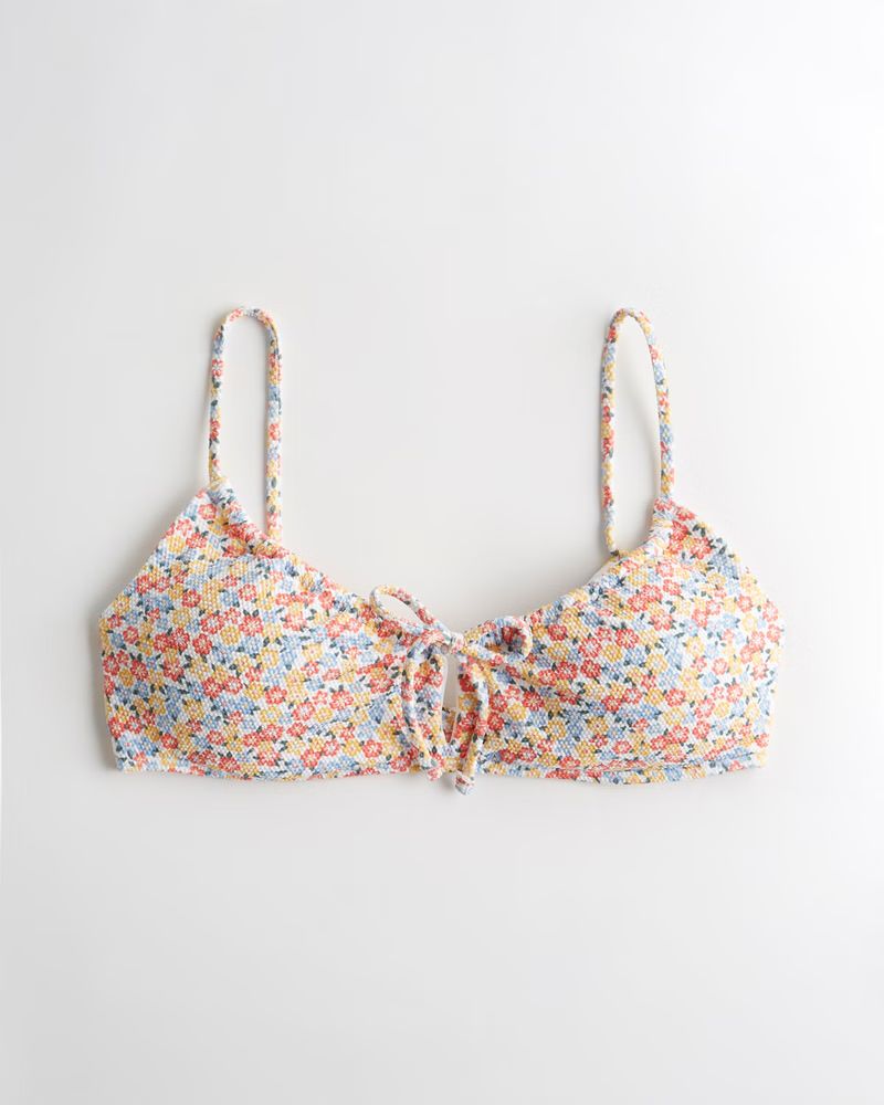 Textured Tie-Front Scoop Bikini Top | Hollister (US)