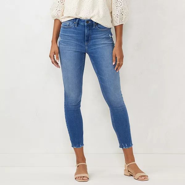 Petite LC Lauren Conrad High Waisted Raw Hem Skinny Ankle Jeans | Kohl's