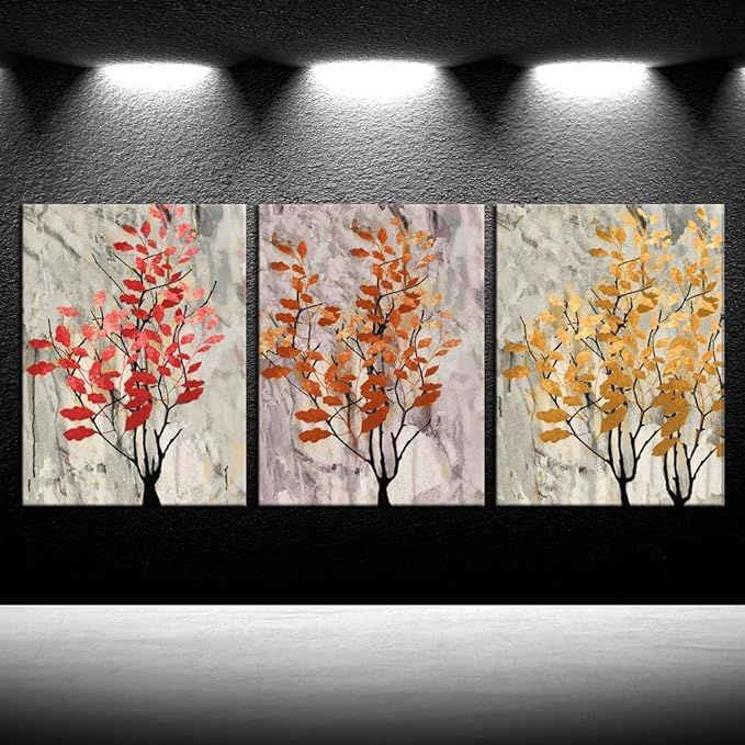 iKNOW FOTO Abstract Artwork Landscape Wall Art Blooming Lonely Beautiful Autumn Tree Prints on Wr... | Amazon (US)