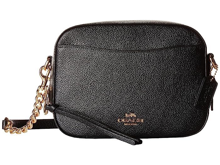 COACH Camera Bag in Polished Pebble Leather (LI/Black) Shoulder Handbags | Zappos