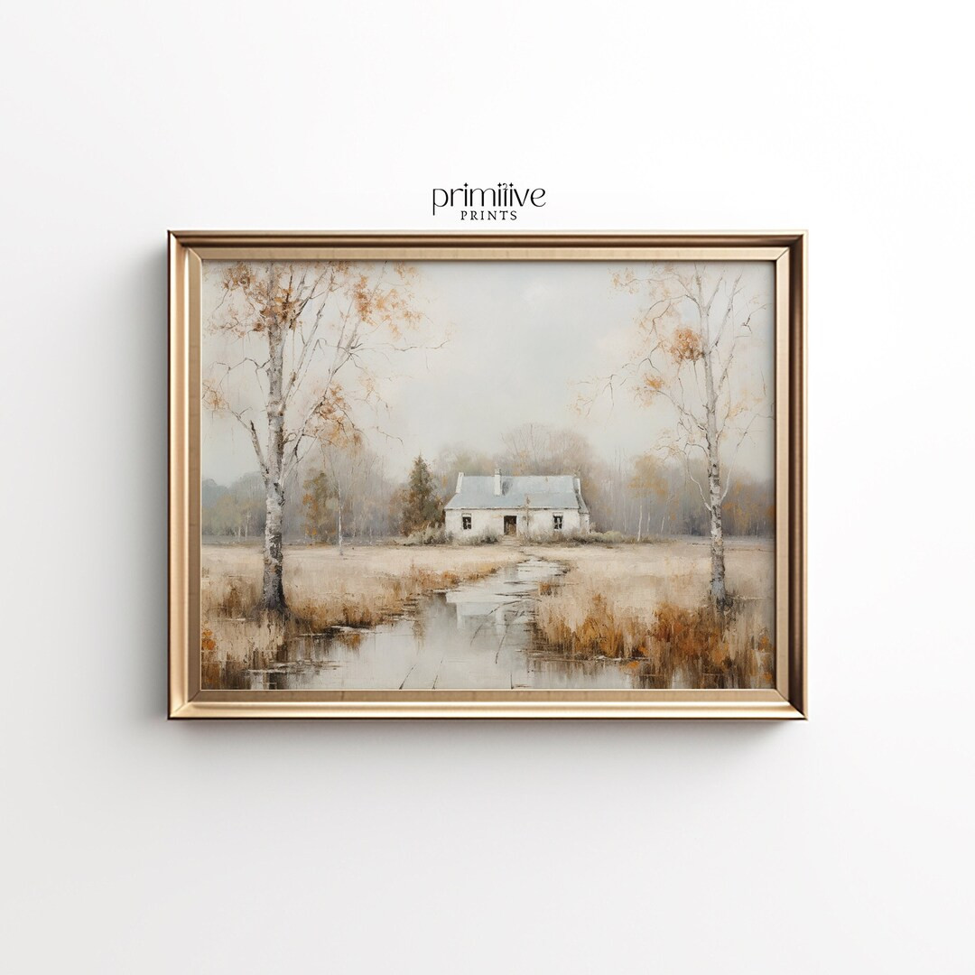 Fall Print | Farmhouse PRINTABLE Art | Autumn Wall Decor | Seasonal Landscape Art Print | Neutral... | Etsy (US)