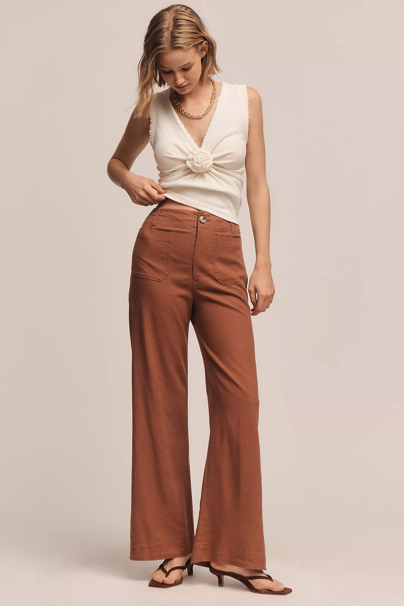 The Colette Beachy Linen Full-Length Wide-Leg Pants by Maeve | Anthropologie (US)