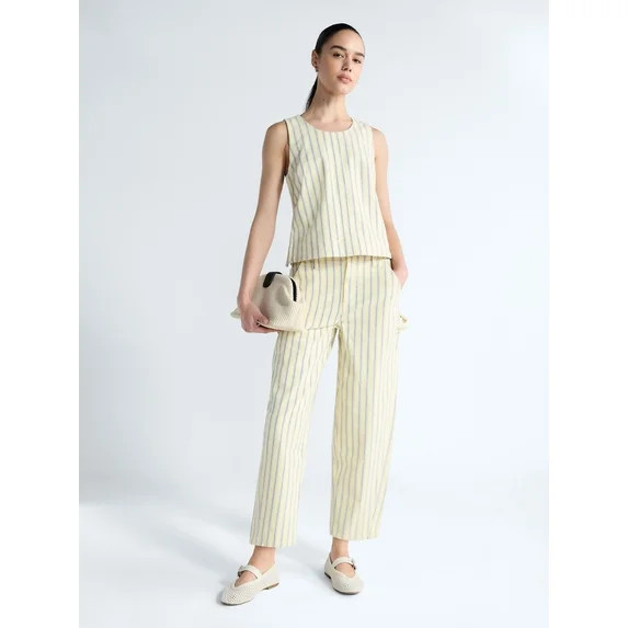 Free Assembly Women's Striped High Rise Cropped Barrel Jeans, 26" Inseam, Sizes 0-16 | Walmart (US)