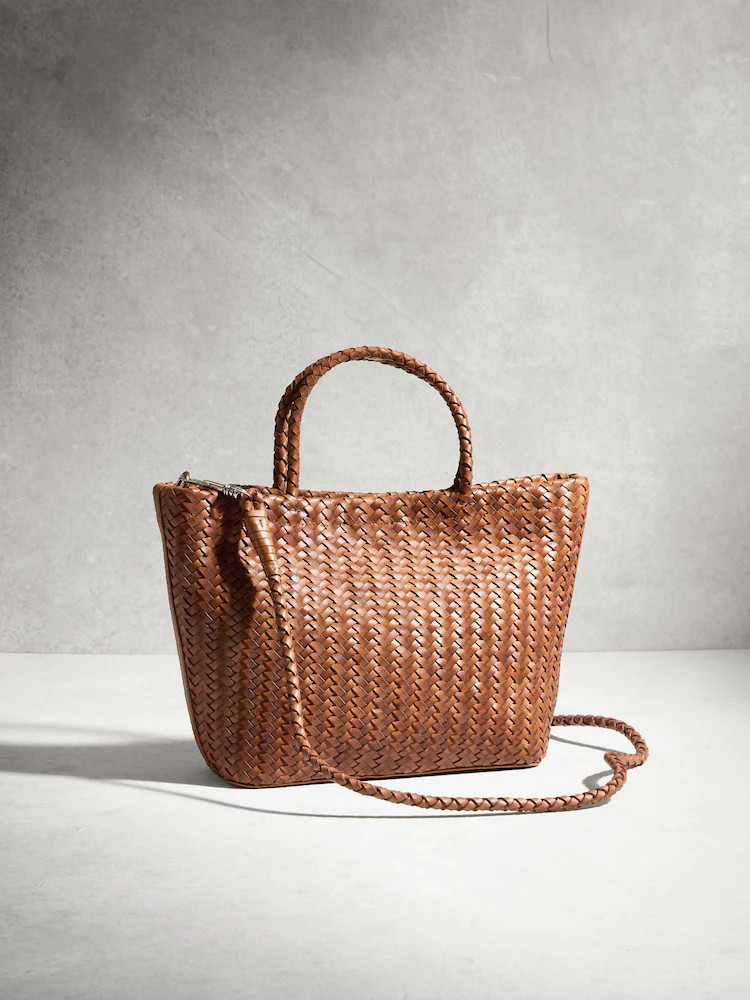 Tan Brown Leather Weave Cross-Body Bag | Next US