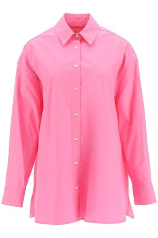 LOULOU STUDIO ESPANTO OVERSIZED COTTON SHIRT S Pink Cotton | Residenza725 US