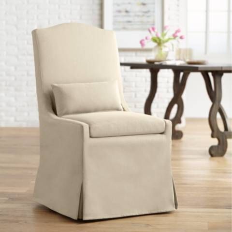 Juliete Peyton Sahara Slipcover Dining Chair | LampsPlus.com