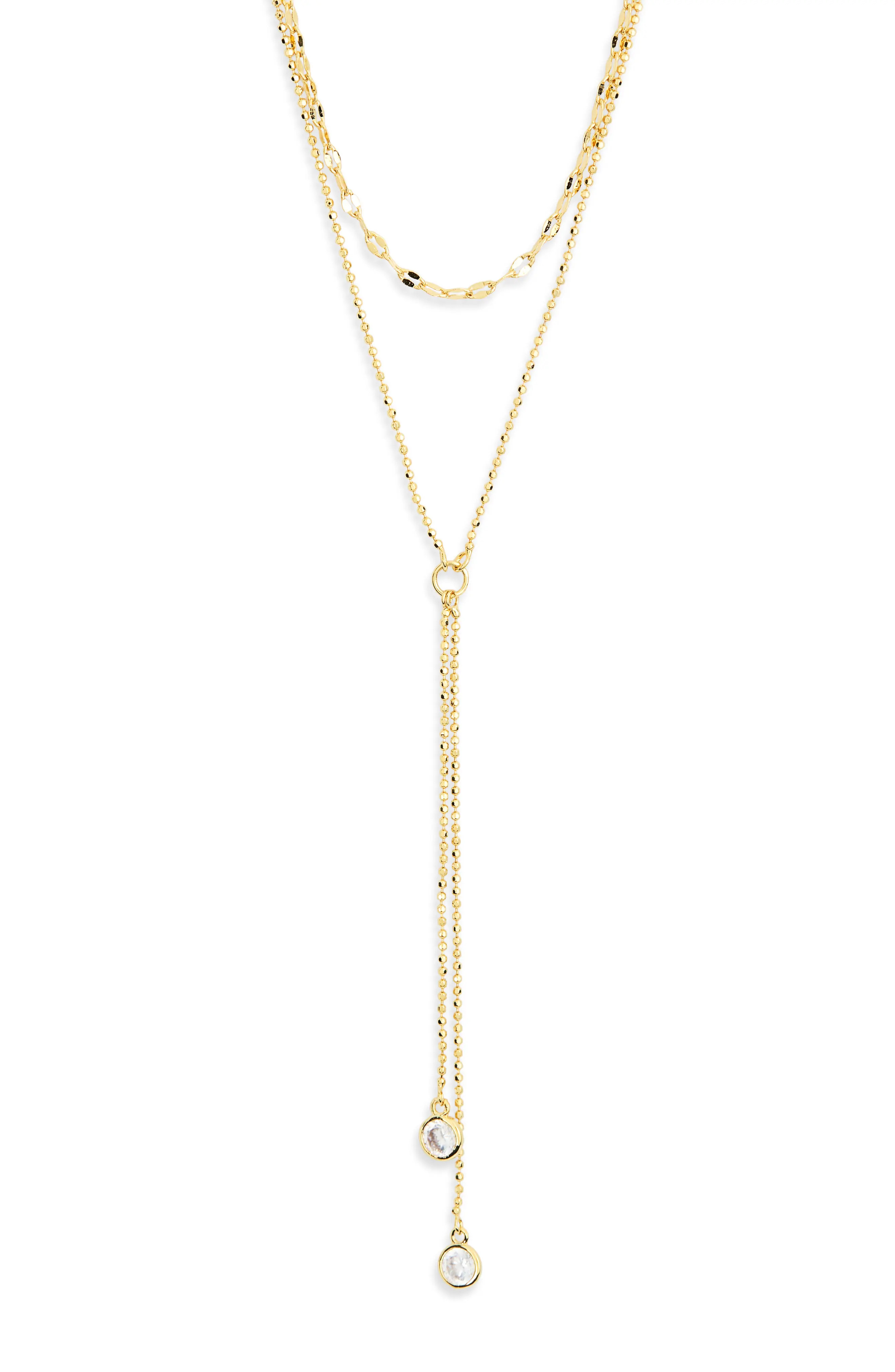 NORDSTROM RACK Cubic Zirconia Layered Y-Necklace in Clear- Gold at Nordstrom Rack | Nordstrom Rack