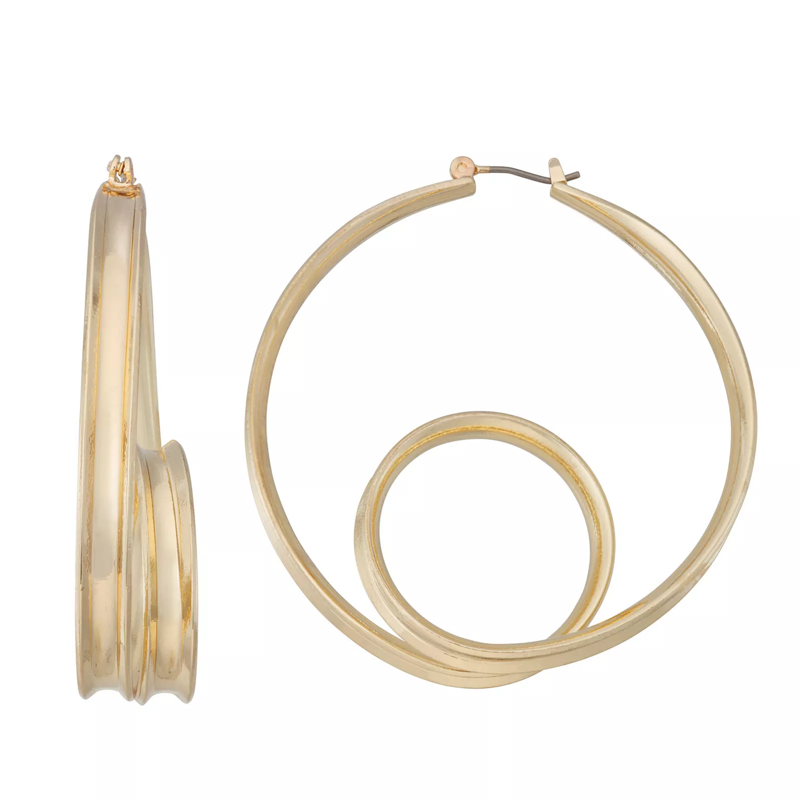 Nine West Gold Tone Loop Hoop Earrings, Women's | Kohl's