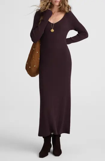 Madewell The Signature Knit V-Neck Midi Dress in Espresso at Nordstrom Rack, Size Small | Nordstrom Rack