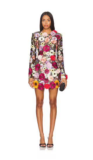 Bouquet Maraya Long Sleeve Mini Dress in Black Floral Dress | Black Party Dress | Revolve Clothing (Global)