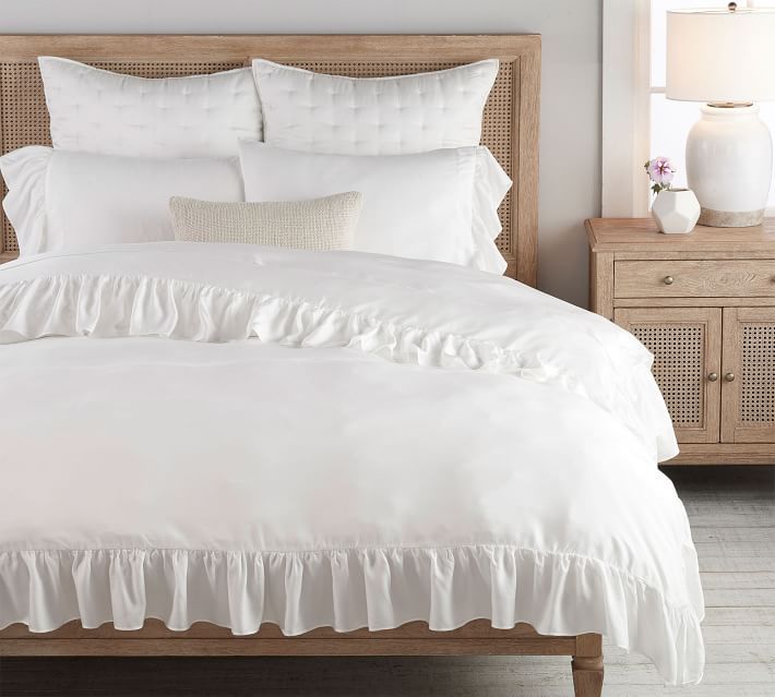 TENCEL™ Ruffle Duvet Cover & Shams - White | Pottery Barn (US)