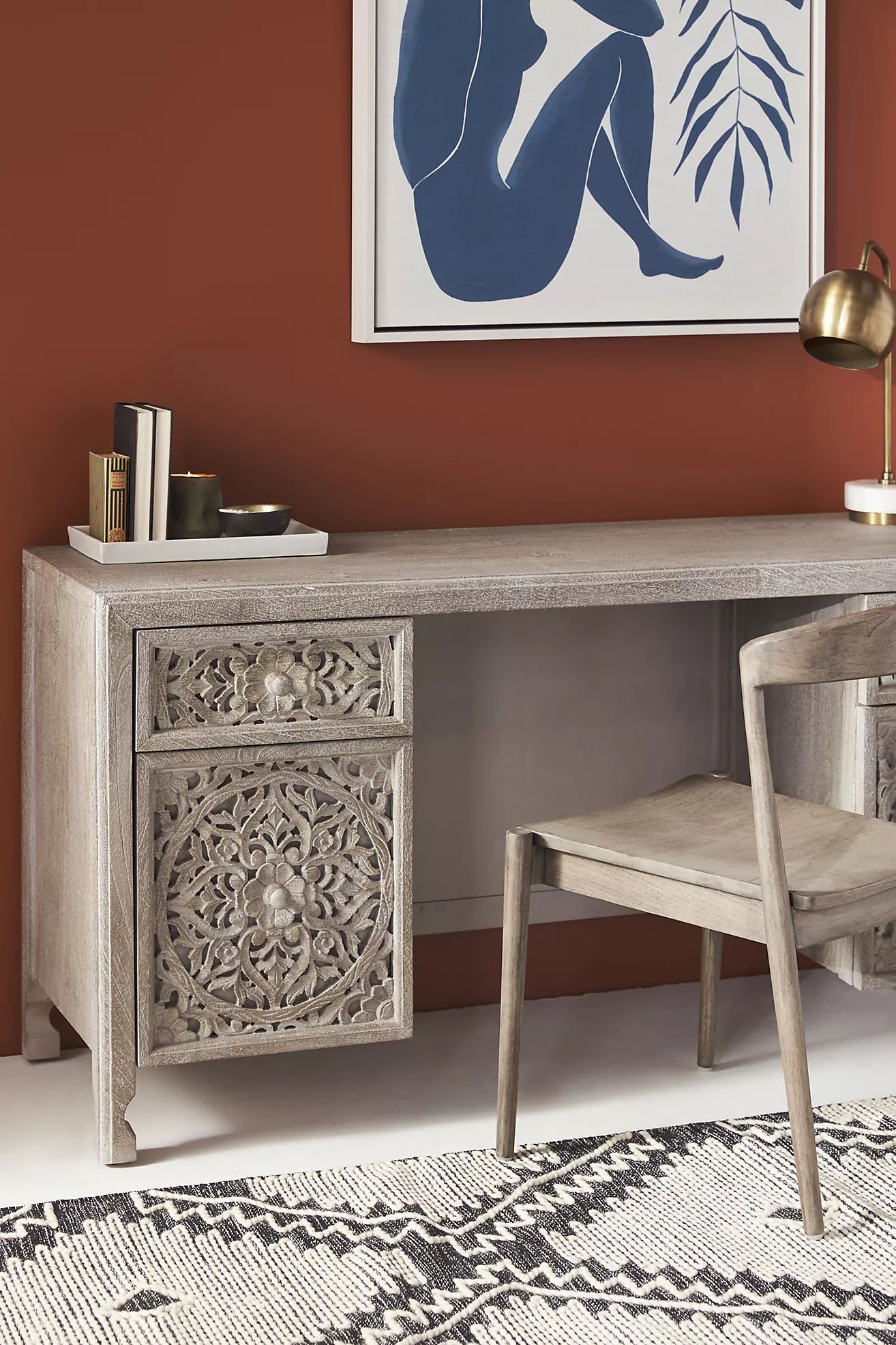 Handcarved Lombok Executive Desk | Anthropologie (US)