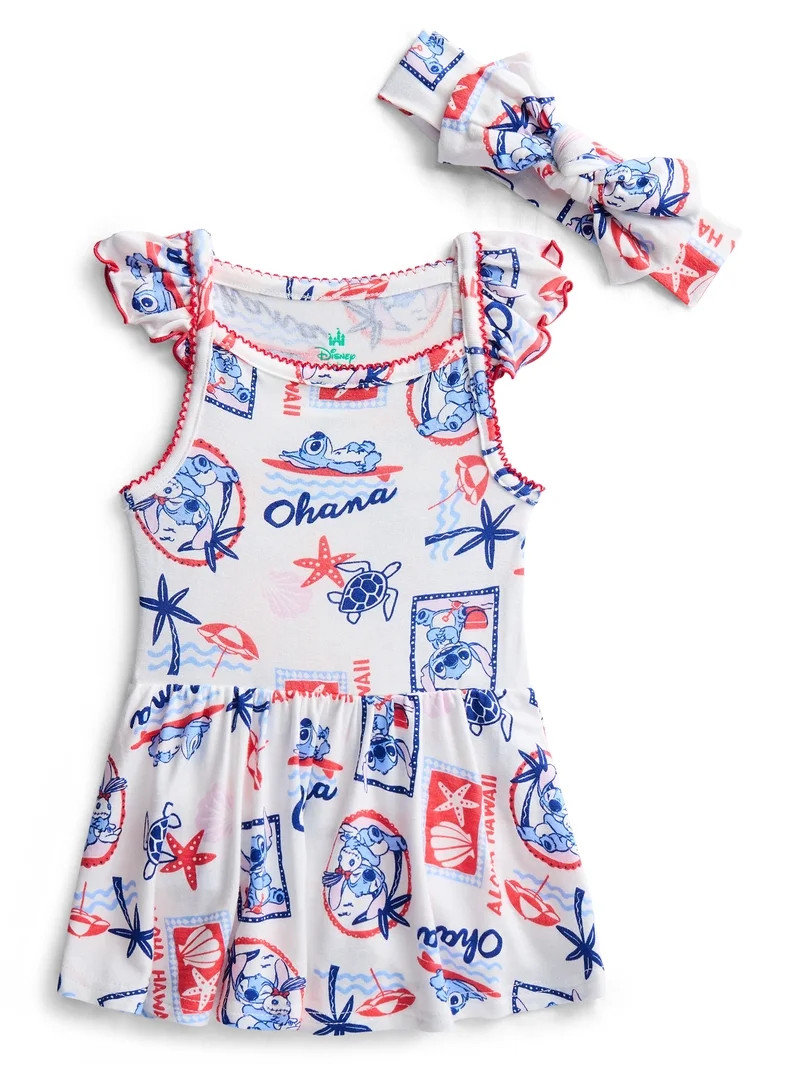 Lilo and Stitch Baby Girls Cute and Comfortable Americana Bodysuit Dress Set, 2-Piece, Sizes NB-2... | Walmart (US)