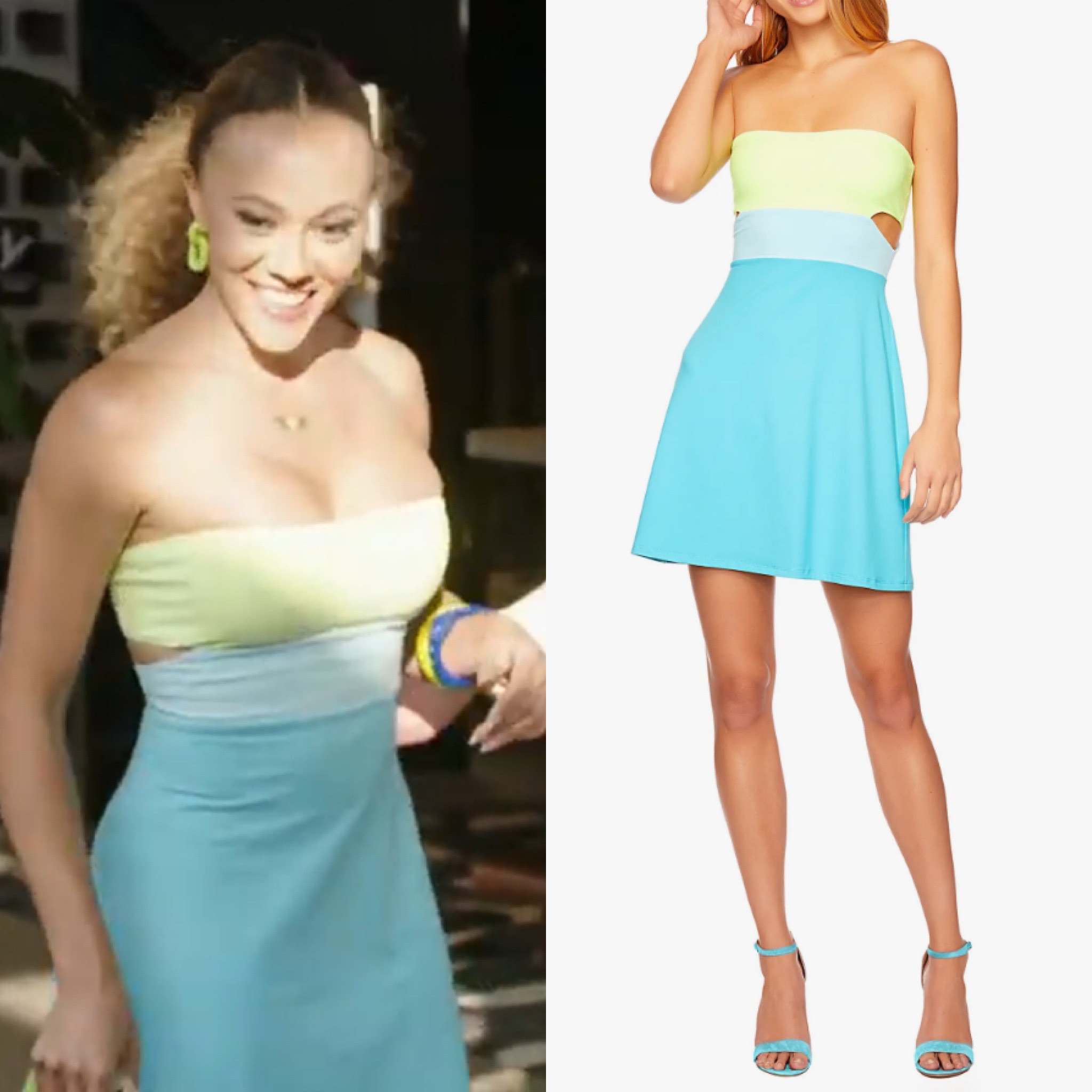 Ashley Darby’s Blue Colorblock Mini Dress