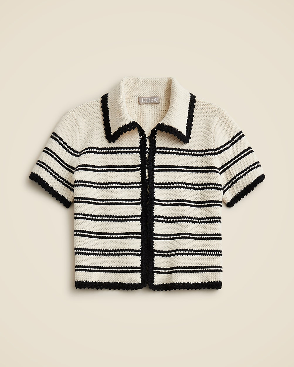 Crochet short-sleeve cardigan in stripe | J. Crew US