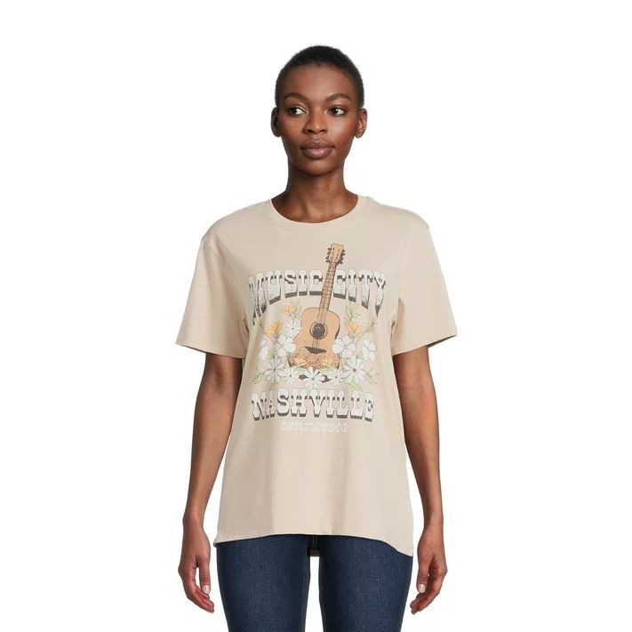 Time and Tru Women's Short Sleeve Destination Graphic Tee | Walmart (US)