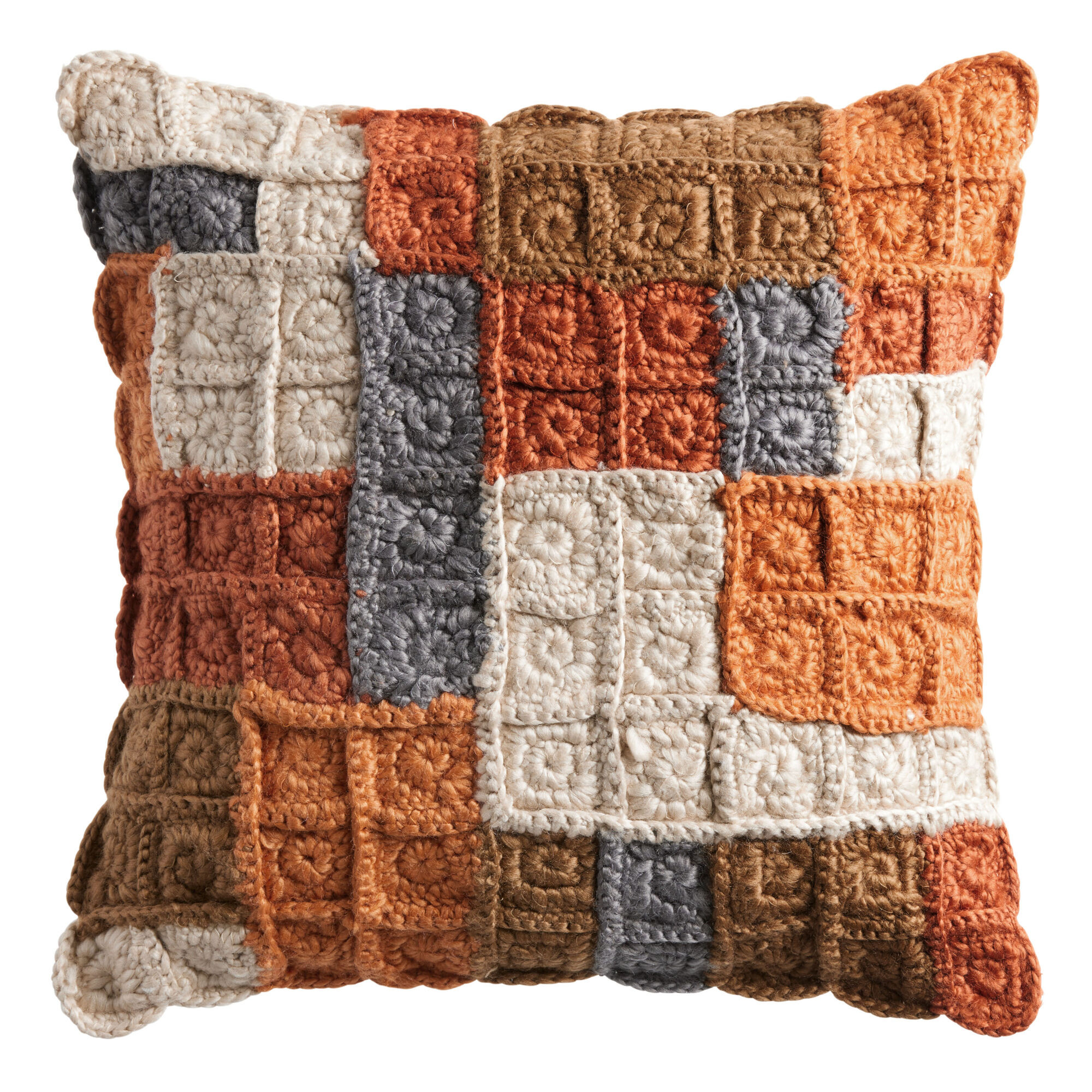 Multicolor Crochet Abstract Tile Throw Pillow | World Market