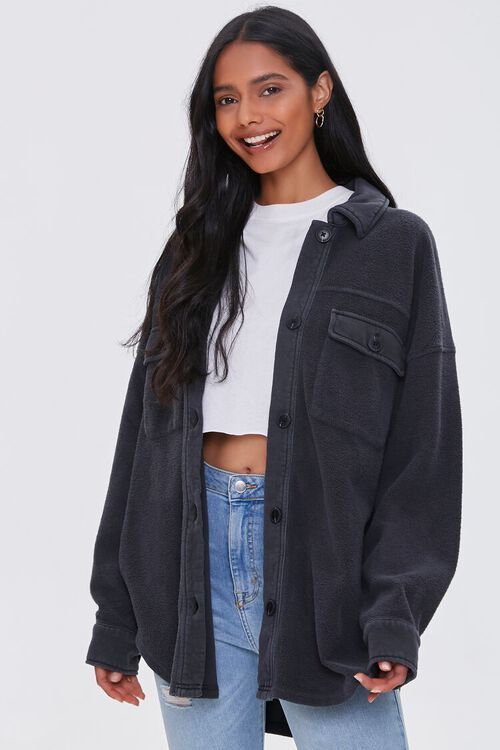 Reverse Cotton Fleece Shacket | Forever 21 (US)