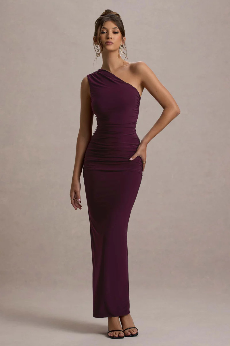 Dalarie  Port One-Shoulder Gathered Maxi Dress | Club L London
