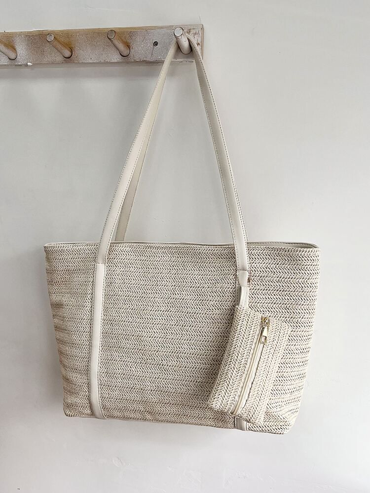 Minimalist Straw Bag With Purse | SHEIN