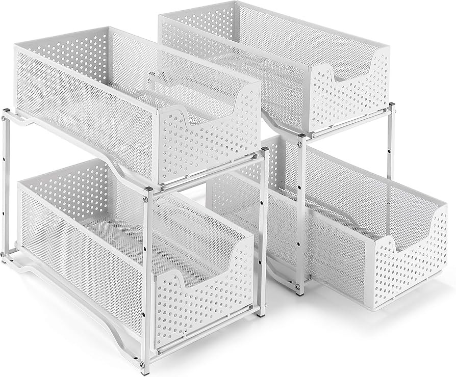 Simple Trending 2 Pack Stackable 2-Tier Under Sink Cabinet Organizer with Sliding Storage Drawer,... | Amazon (US)