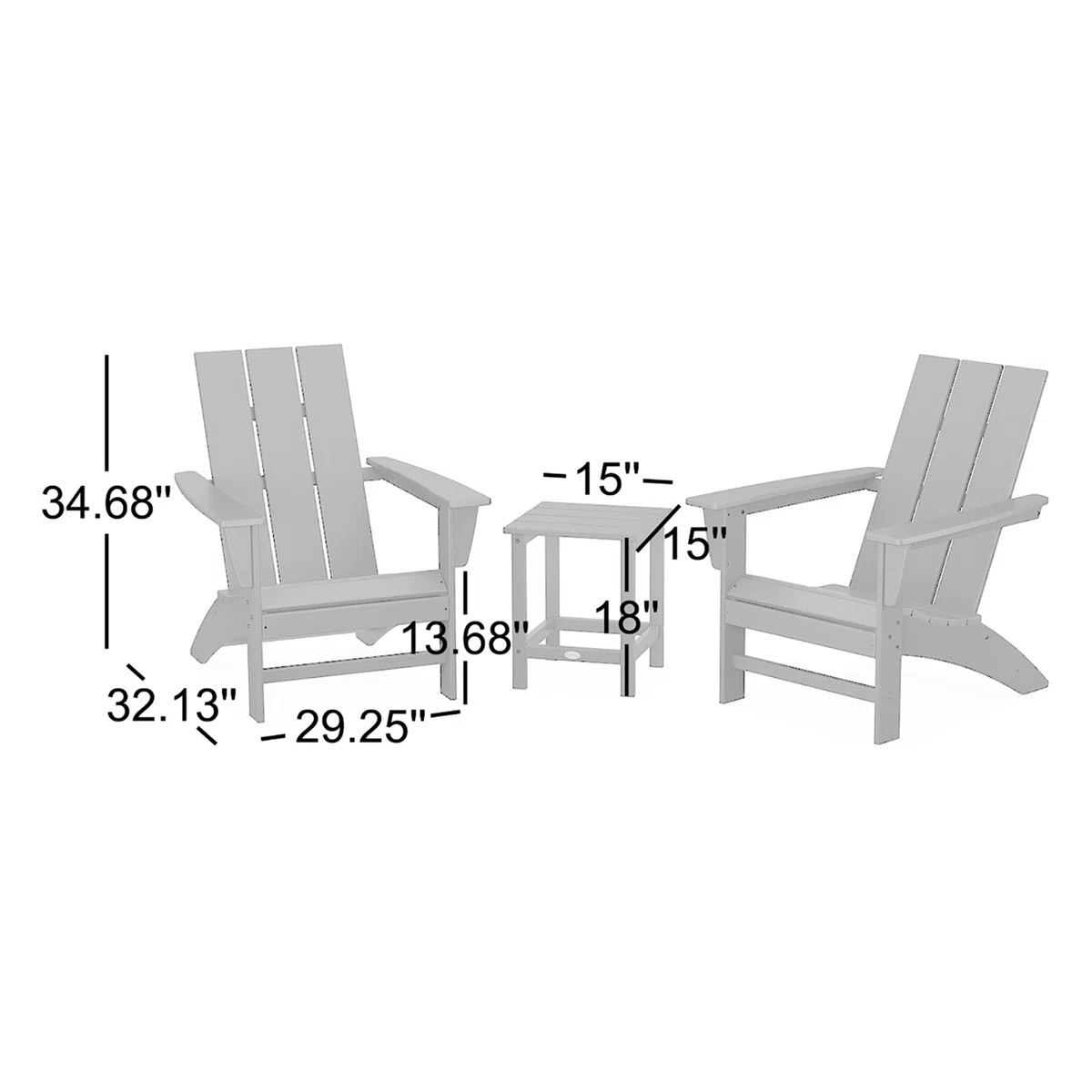 Modern Adirondack 3 Piece Seating Group | Wayfair North America