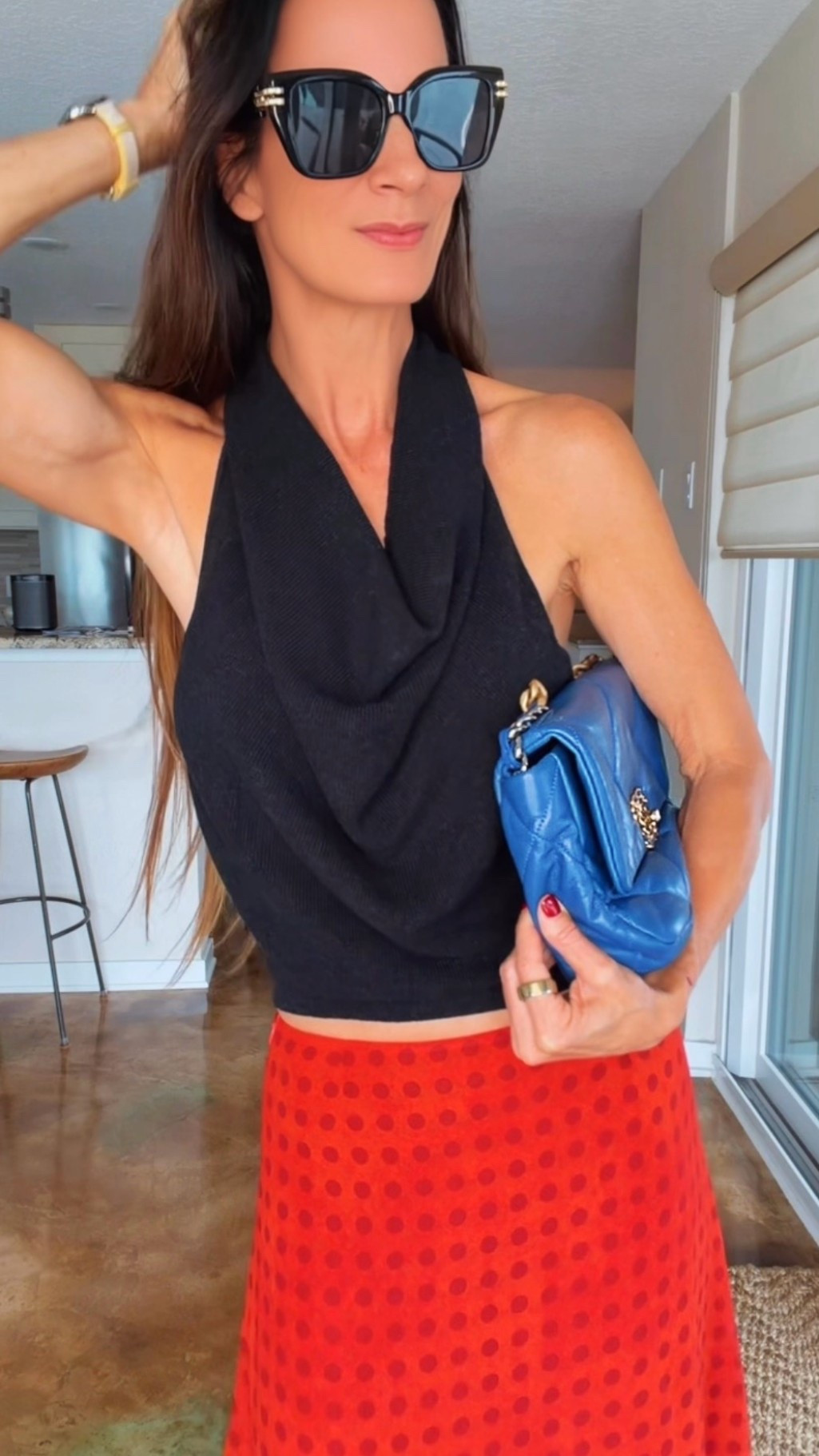 Dinner plans called for a little drama. ❤️ A red polka-dot midi skirt, black open-back halter top, mixed animal-print heels, oversized sunglasses, and a blue Chanel bag. Save this outfit formula for your next night out!

Wearing XS

#DateNightOutfit #DinnerOutfit #PolkaDotStyle #revolveambassador  #NicoleColee @Revolve

#LTKdayinmylife #LTKgrwm #LTKootd