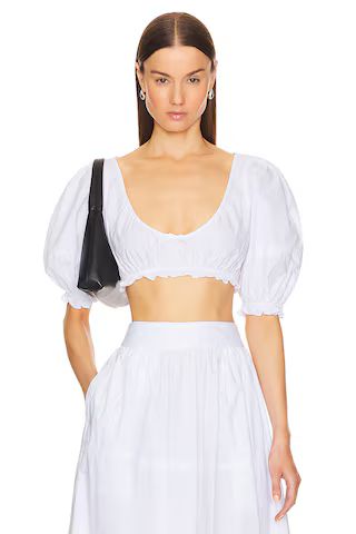 Helsa Poplin Cropped Peasant Top in White from Revolve.com | Revolve Clothing (Global)