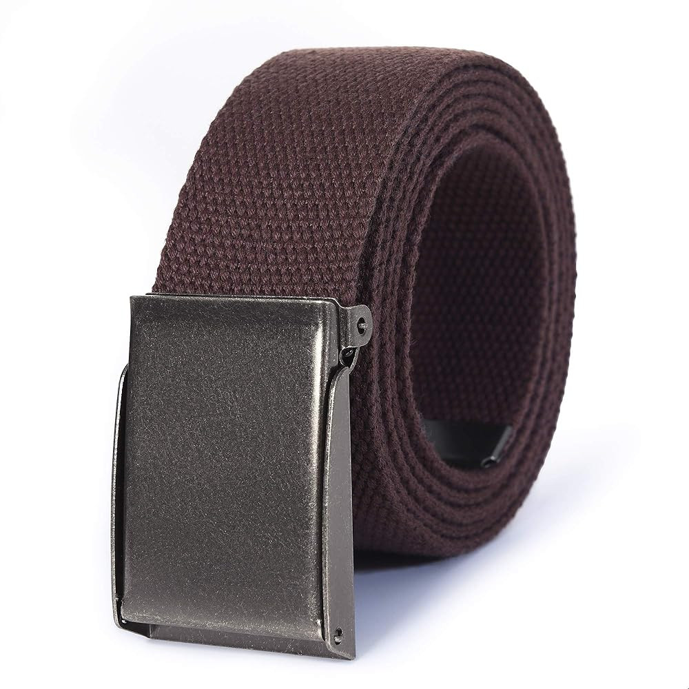 Mile High Life Canvas Web Belt | Cut to Fit Up to 52" | Flip-Top Matte Silver Nickel Buckle 12 Co... | Amazon (US)