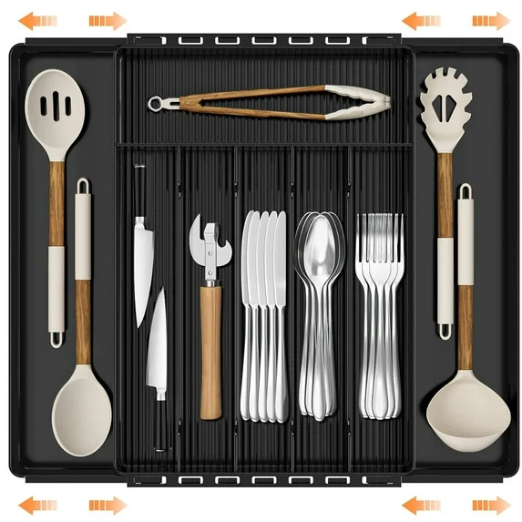 Silverware Drawer Organizer, Expandable Clear Acrylic Silverware Organizer, Kitchen Drawer Organi... | Walmart (US)