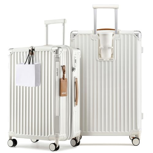 Joyway Carry On Luggage, Expandable Suitcase with Smart Luggage Cup Holder for Women and Men (White, Carry-On 24/28-Inch) | Amazon (US)