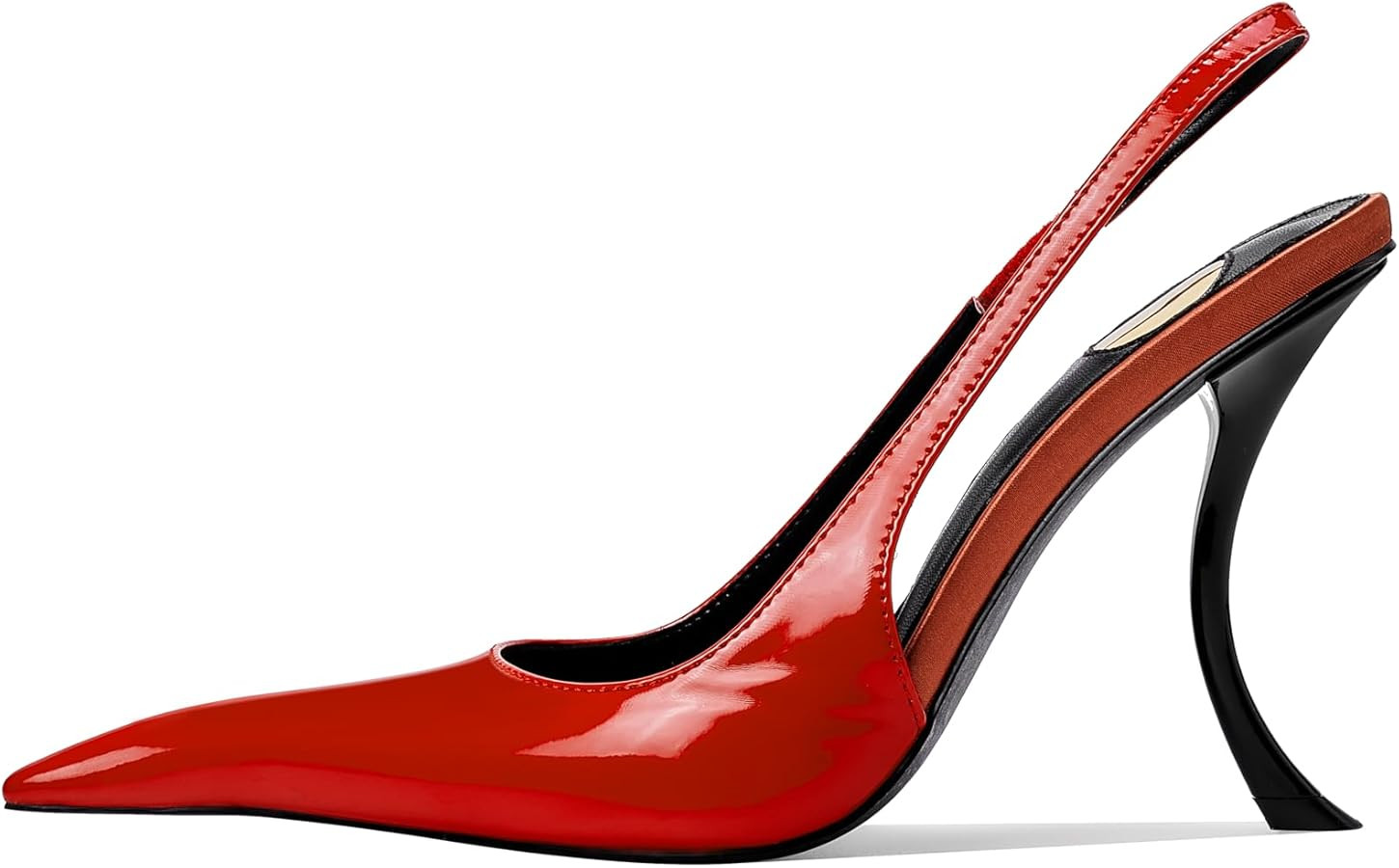 Stiletto High Heel Slingbacks for Women Patent Leather Closed Pointed Toe Pumps Slip on Elastic S... | Amazon (US)