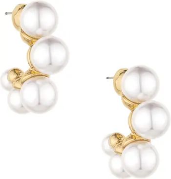 Five-Point Imitation Pearl Huggie Hoop Earrings | Nordstrom