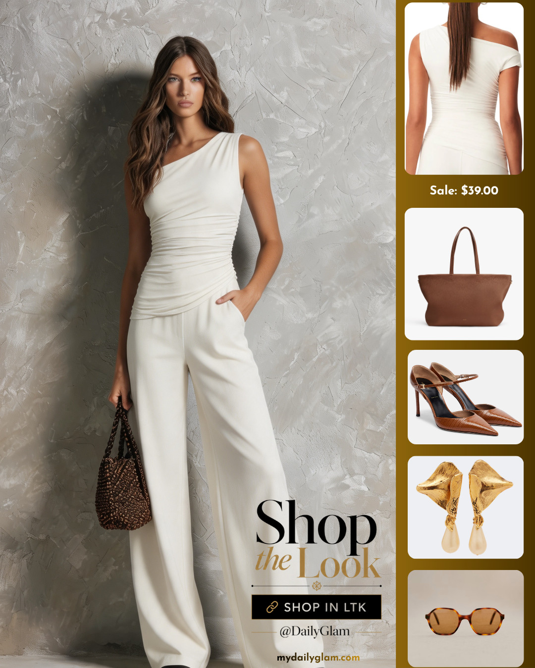 One Shoulder Ruched Top + Wide Leg Pants Elegant Resort Casual Outfit

#ResortWear #WhiteOutfit #WideLegTrousers #OneShoulderTop #VacationStyle 

 #LTKootd #LTKOver40 #LTKWorkwear