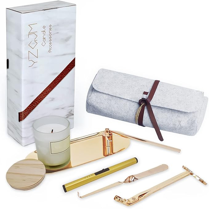 Exquisite Candle Accessories Tool Pack Bag, Rechargeable Electric Lighter， Wick Trimmer, Dipper... | Amazon (US)