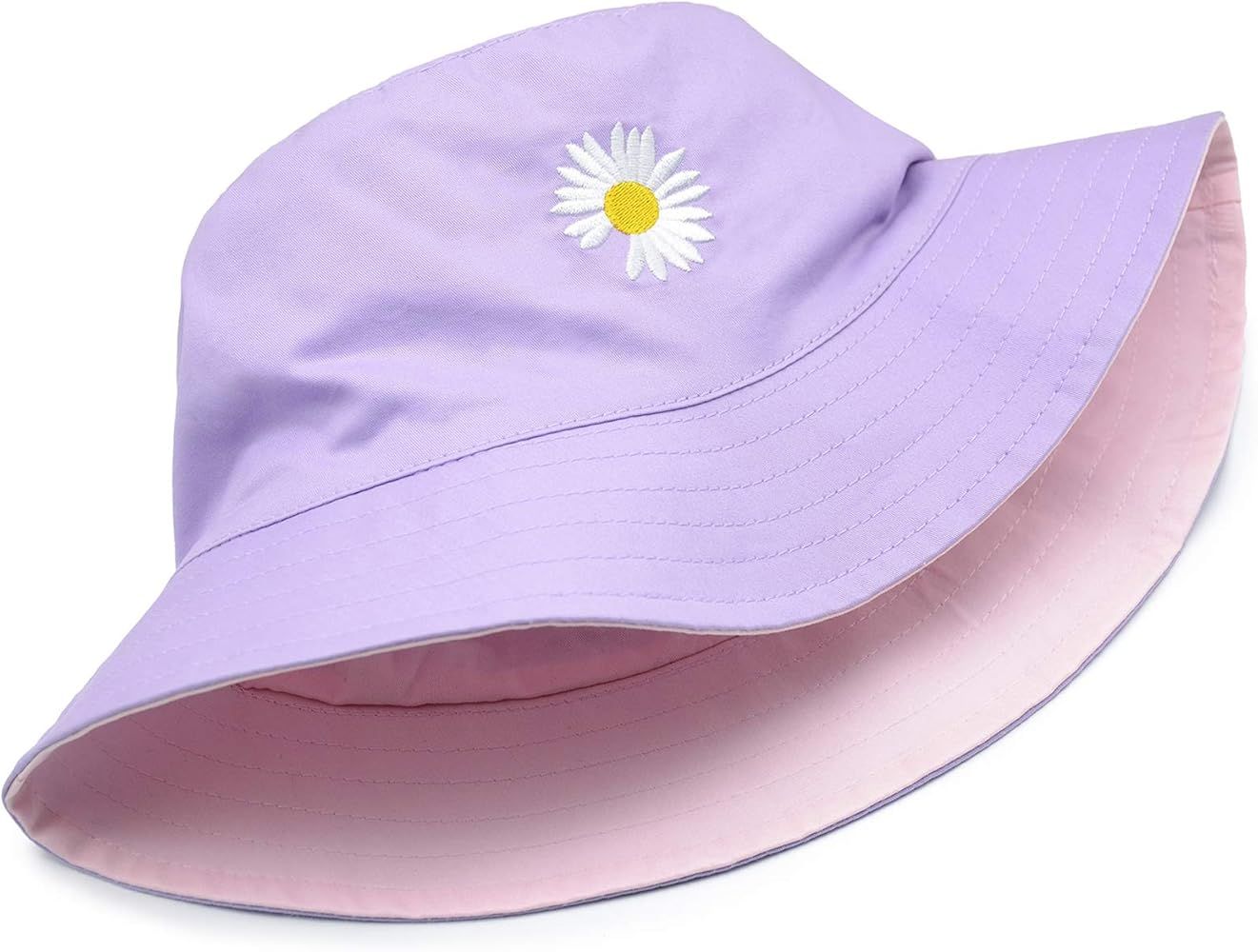 Bucket Hat Unisex 100% Cotton Embroidery Hat Packable Summer Travel Beach Sun Visor Outdoor Cap | Amazon (US)