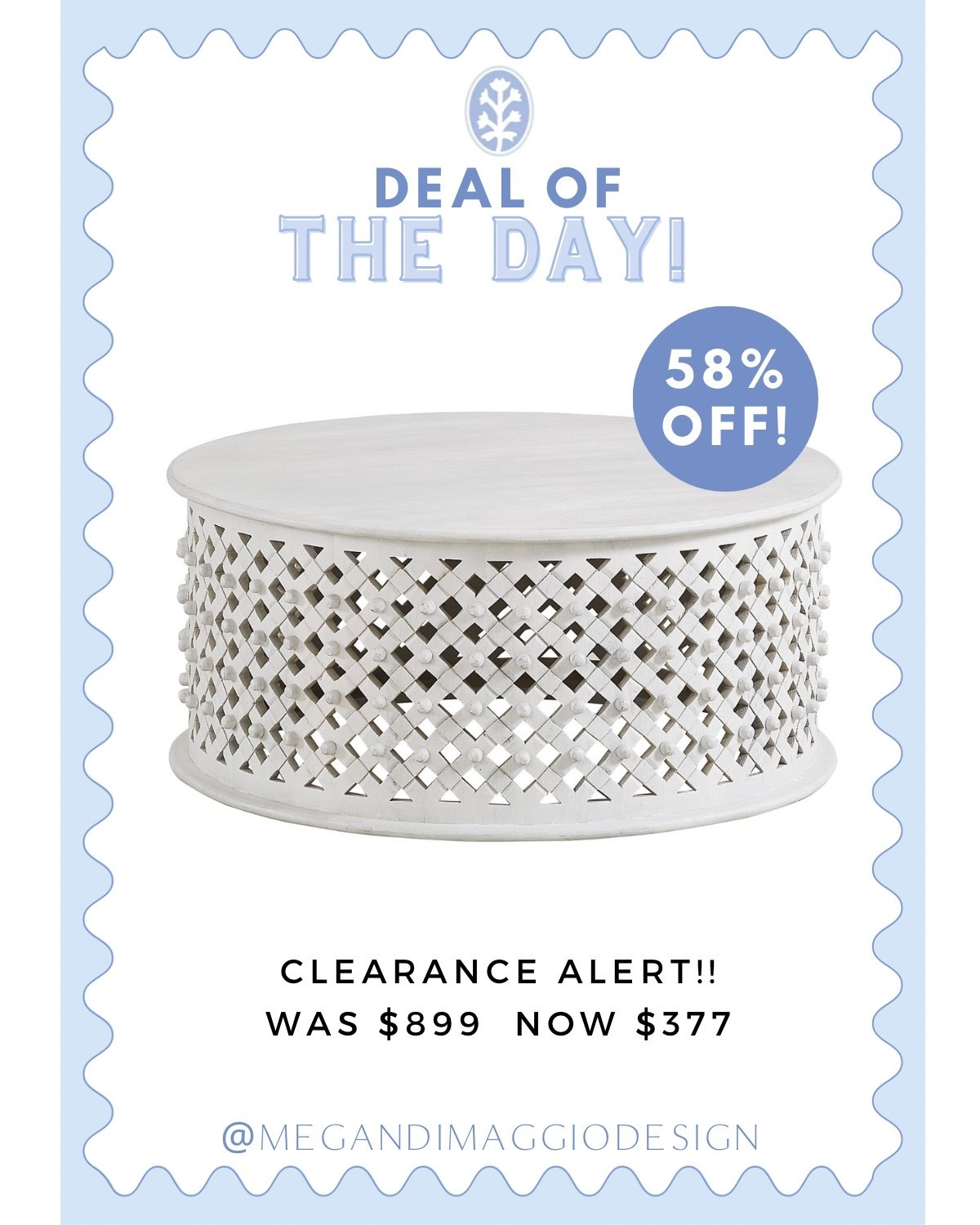 Wow!! This best selling round coastal coffee table is now on clearance for 58% OFF making it just $377 🤯🙌🏻 I expect it to sell fast at this price!! 🏃🏼‍♀️🏃🏼‍♀️

#LTKSaleAlert #LTKHome