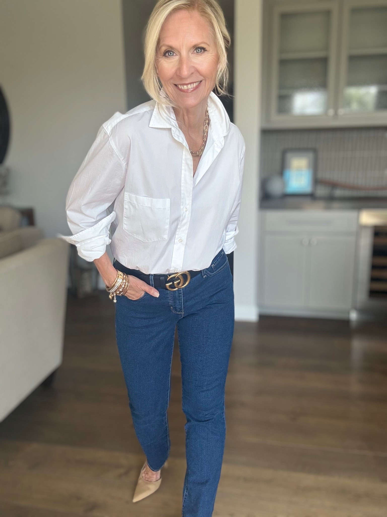 The Straight Leg Jean... How to Style Spring 2026 Trends for 60+

If you’re a pro-age woman and always wondered, how can I wear those trends? I’m here for you. Welcome to my 2nd week of my Style Series for Spring!

With all of the denim style choices we have to choose from, this Straight Leg Jean feels like a classic that you just can’t go wrong with.

Without a doubt this one could stand the test of time. Plus, you can never go wrong by styling it with a beautiful white blouse. By adding a pointed shoe or boot your legs will look longer. And finish it off with your favorite accessories. This trend is a keeper.

I’ve always been a huge fan of trends ever since I worked at Nordstrom doing their fashion shows. (Don’t get me wrong I love the classics and my basics.)

The trends just give me that creative way to fly. You don’t need to get every single one that’s out there this season. Just a couple that resonate with you. Then maybe I can inspire you, my friend, that pro-age woman on how to style them.

What do you think of the Straight Leg Jeans?

Follow me for more 50+ style inspiration.

#LTKootd #LTKOver40