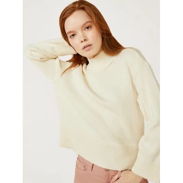 Free Assembly Women’s Mock Neck Sweater with Long Sleeves | Walmart (US)