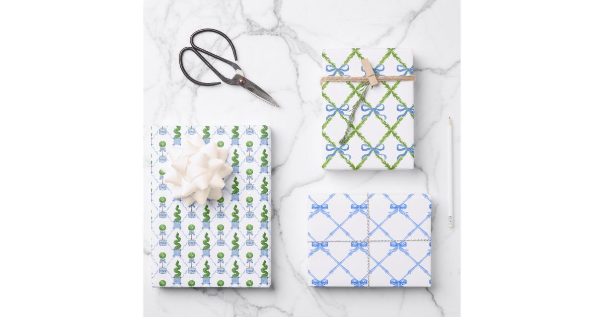 Grandmillennial Chinoiserie Topiary Wrapping Paper | Zazzle
