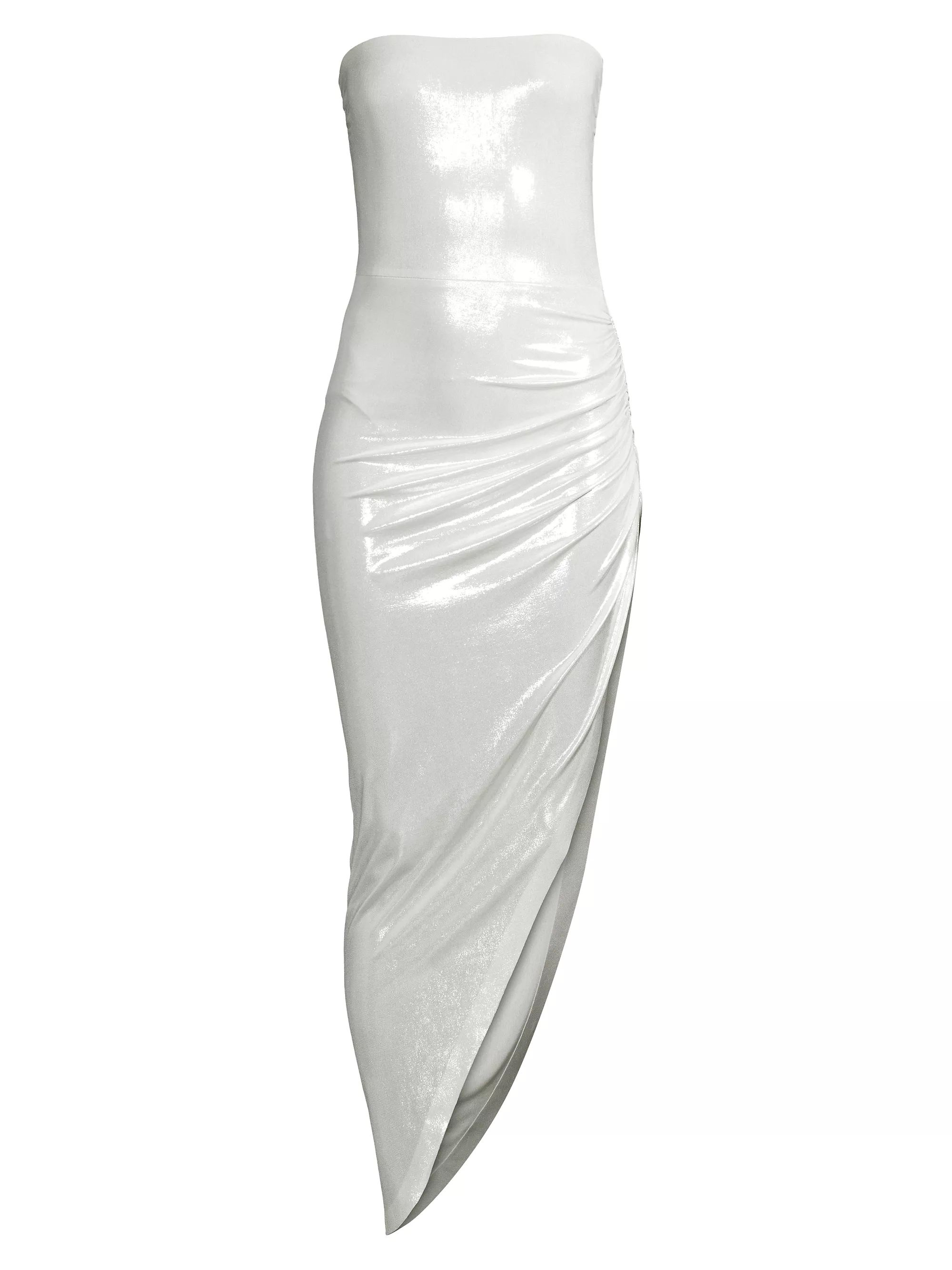 Asymmetric Strapless Lamé Gown | Saks Fifth Avenue