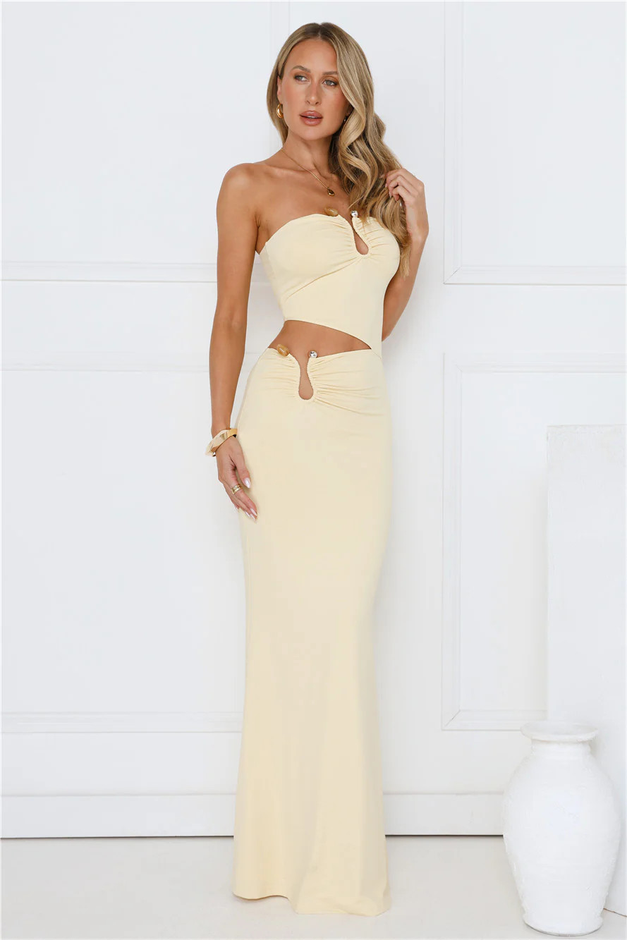 Chic Star Strapless Maxi Dress Yellow | Hello Molly (US)