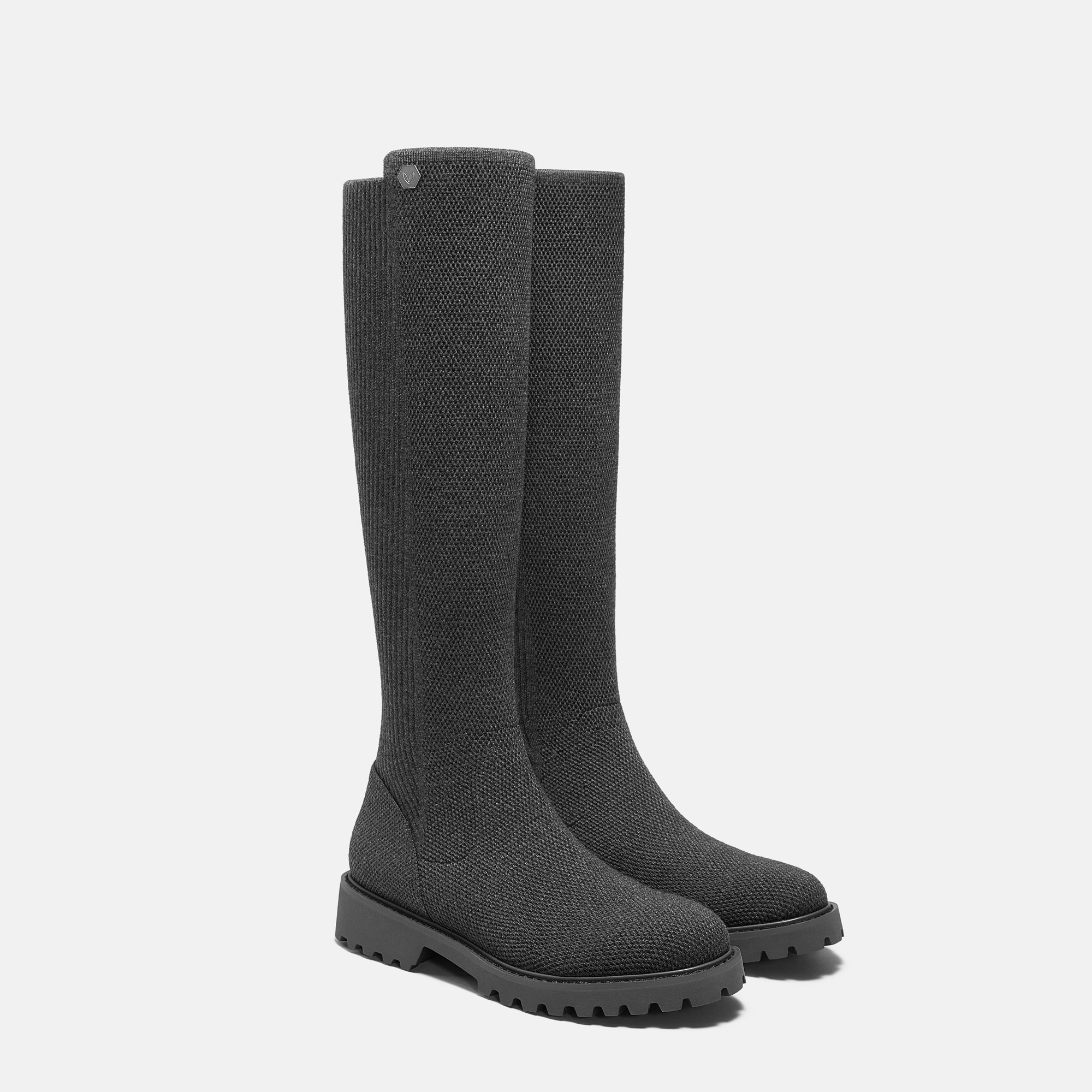 VIVAIA Round-Toe Stretchy Wool Knee-High Boots (Filipa)|RICH GREY|US 7 | VIVAIA