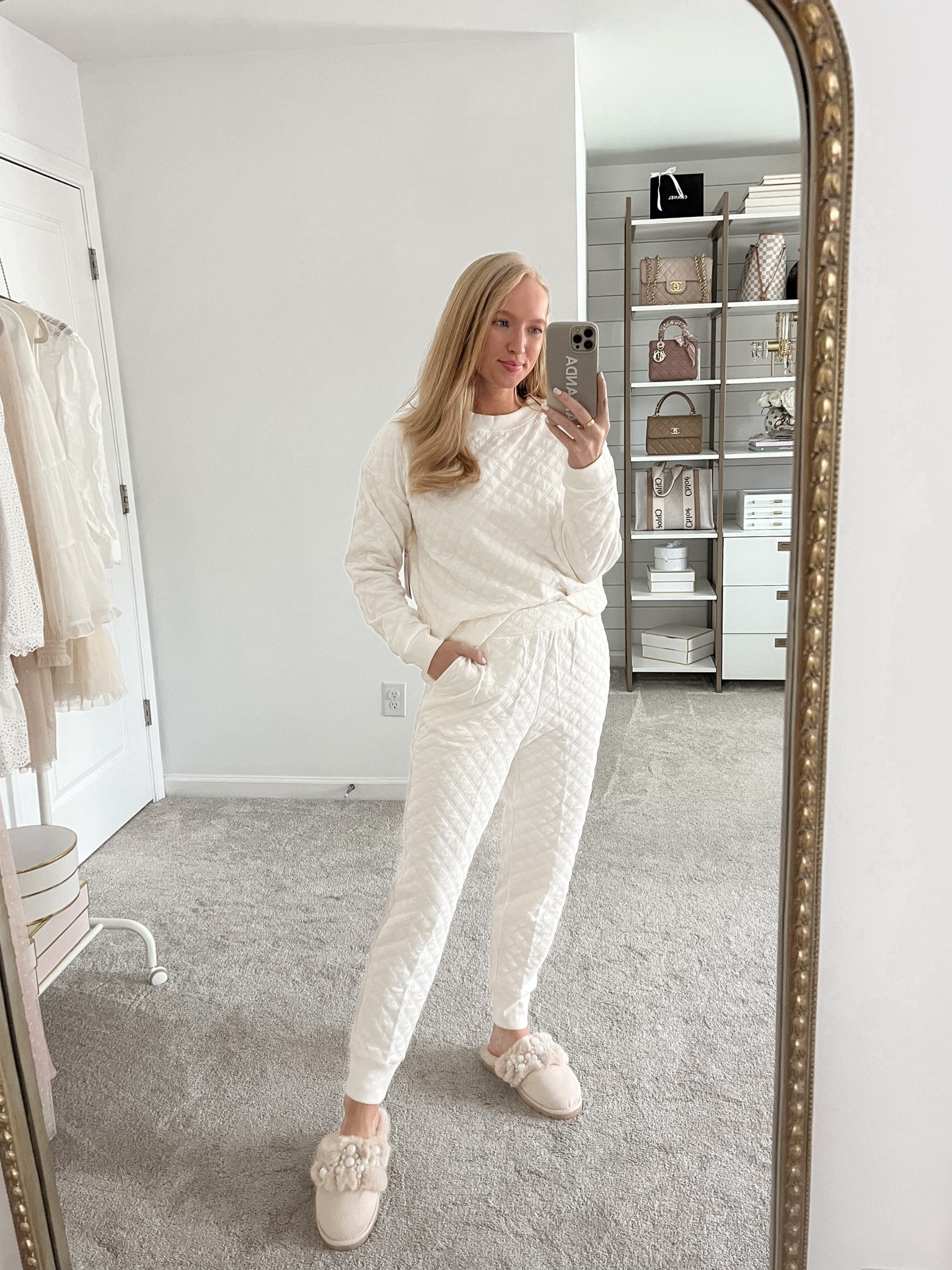 Quilted matching loungewear set from Walmart! Runs a little bit 