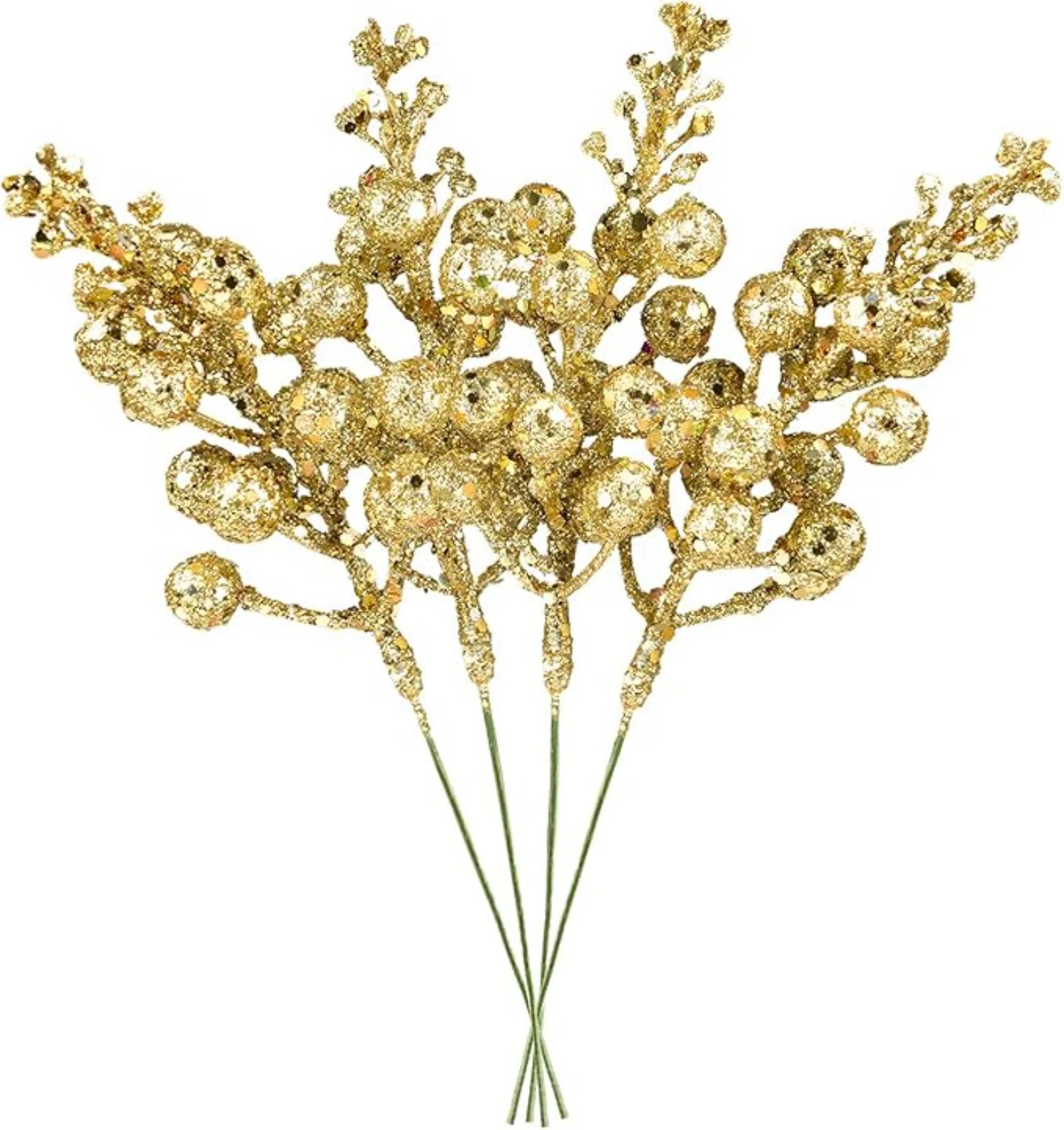 20 Pack Christmas Glitter Berries Stems, 9Inch Artificial Christmas Picks For Christmas Tree Orna... | Wayfair North America